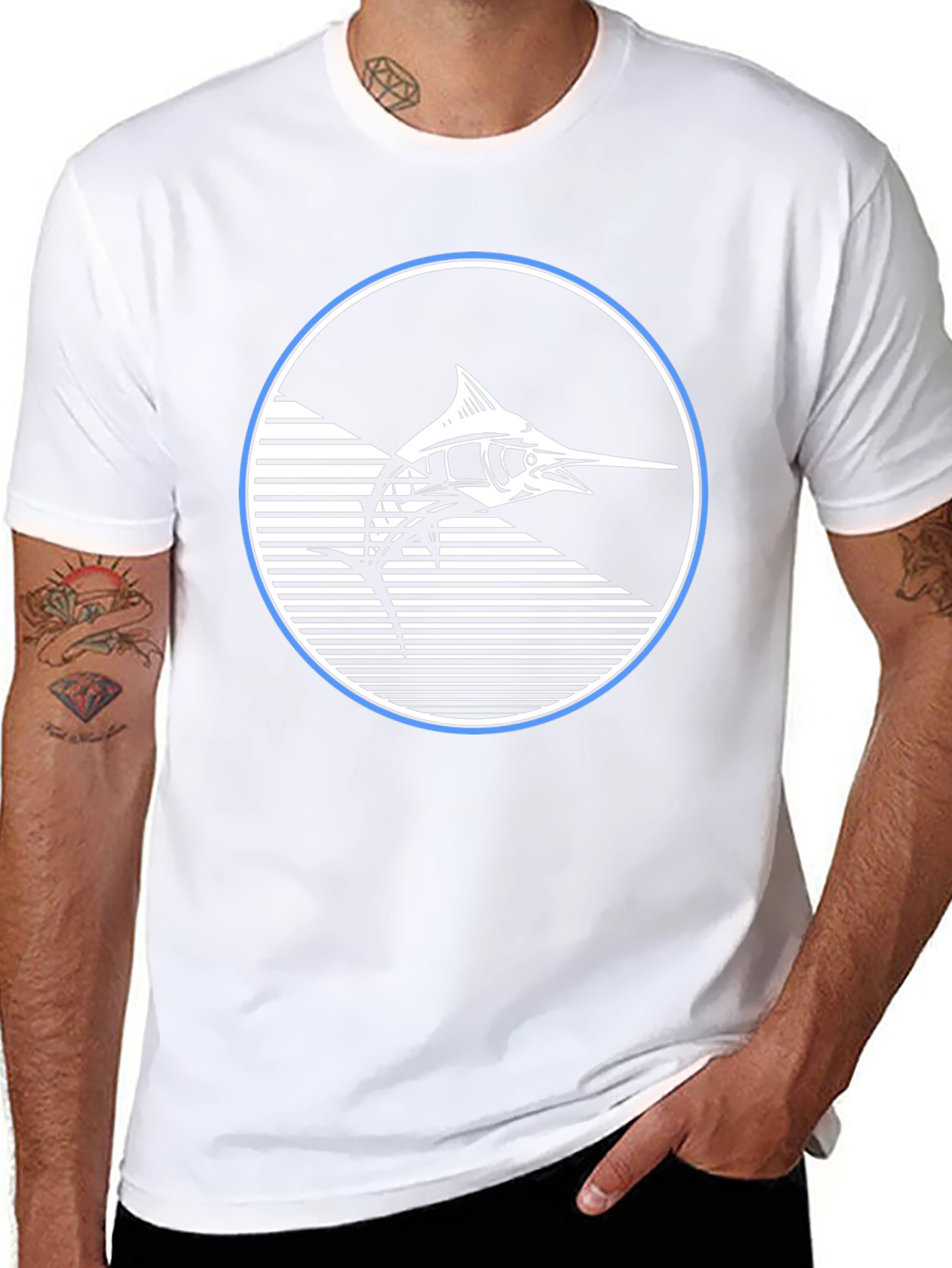 Marlin Fish Graphic T-Shirt - Stylish Black Tee