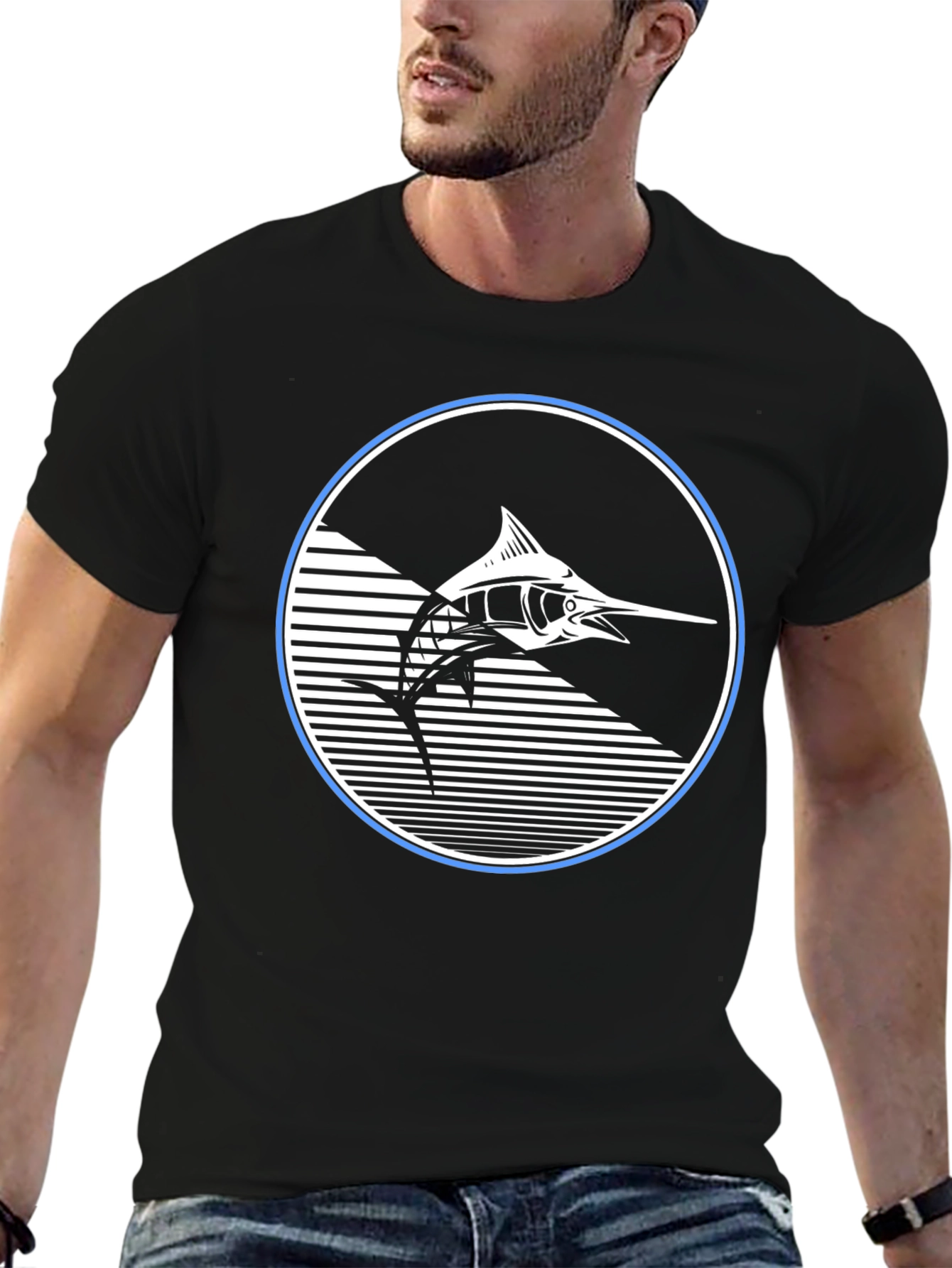 Marlin Fish Graphic T-Shirt - Stylish Black Tee