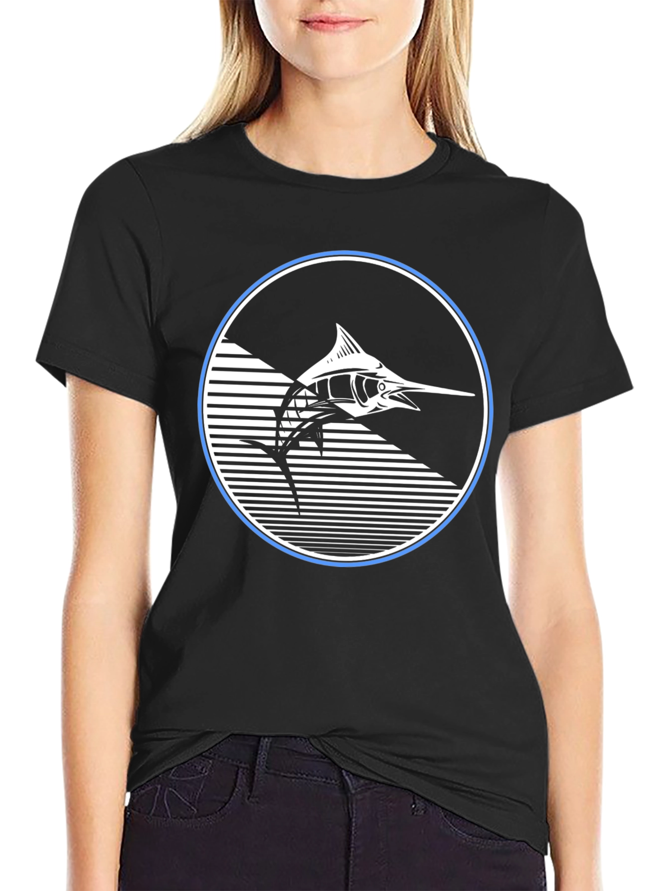 Marlin Fish Graphic T-Shirt - Stylish Black Tee