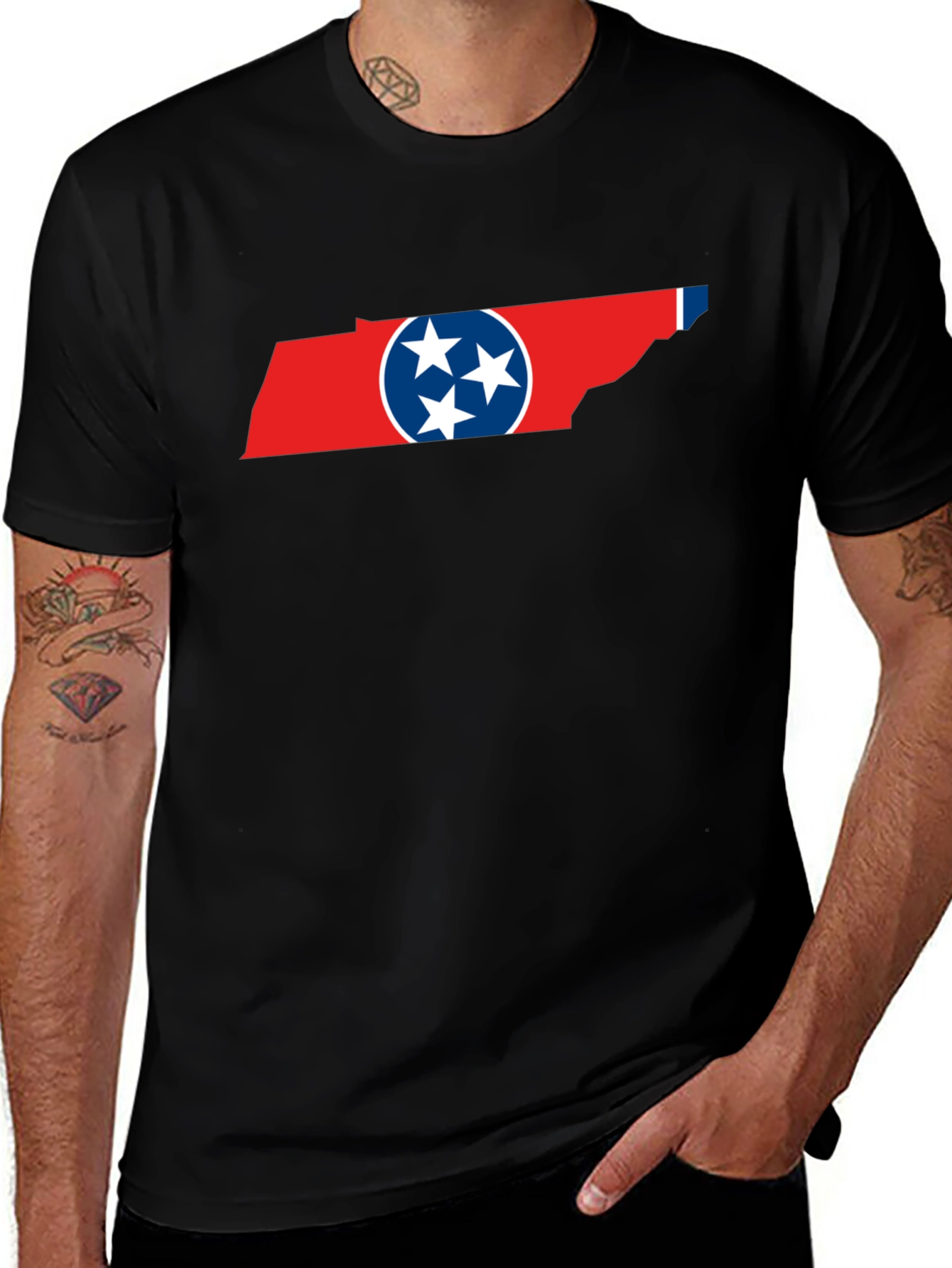 Tennessee Flag Graphic Print Crew Neck T-Shirt
