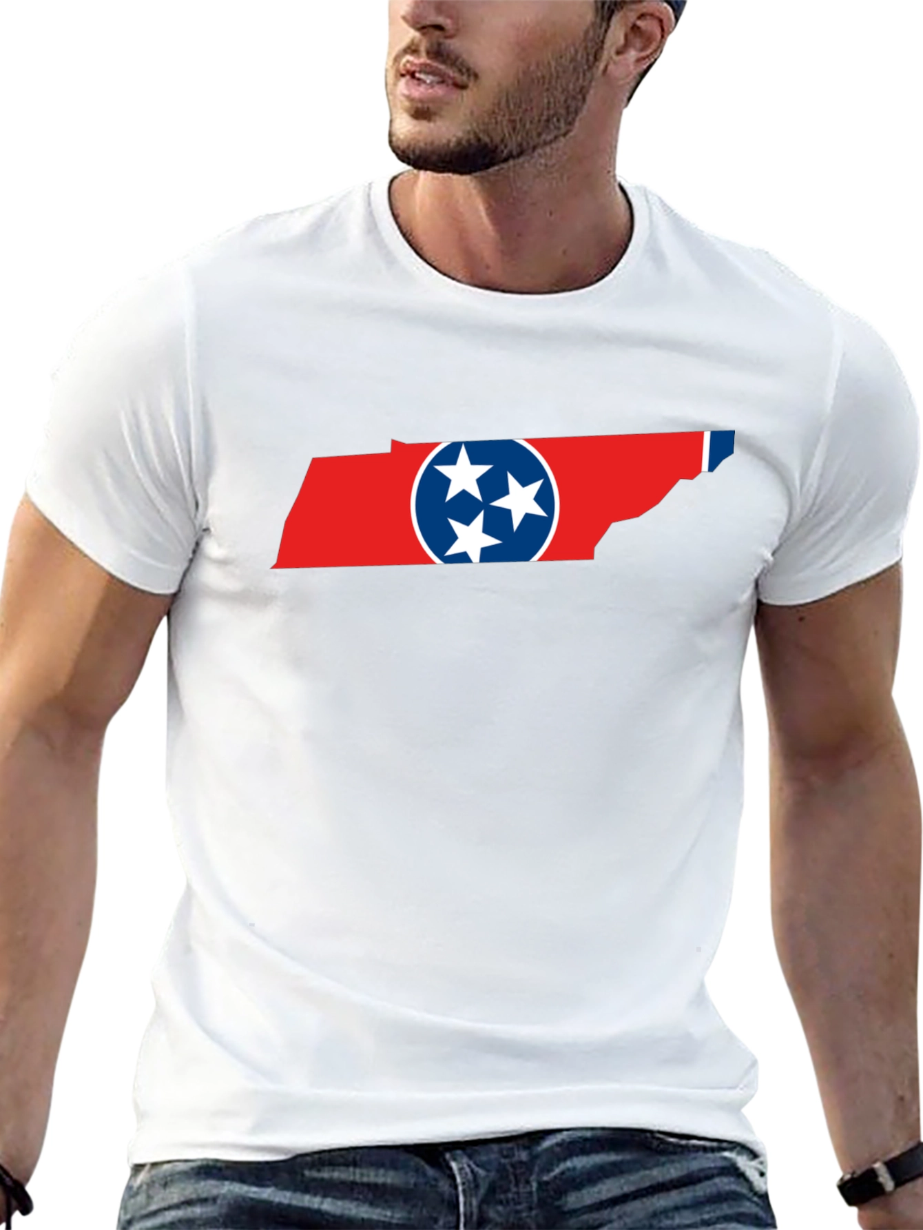 Tennessee Flag Graphic Print Crew Neck T-Shirt