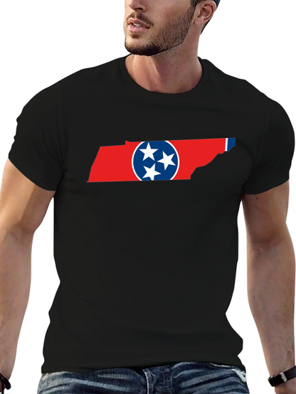 Tennessee Flag Graphic Print Crew Neck T-Shirt
