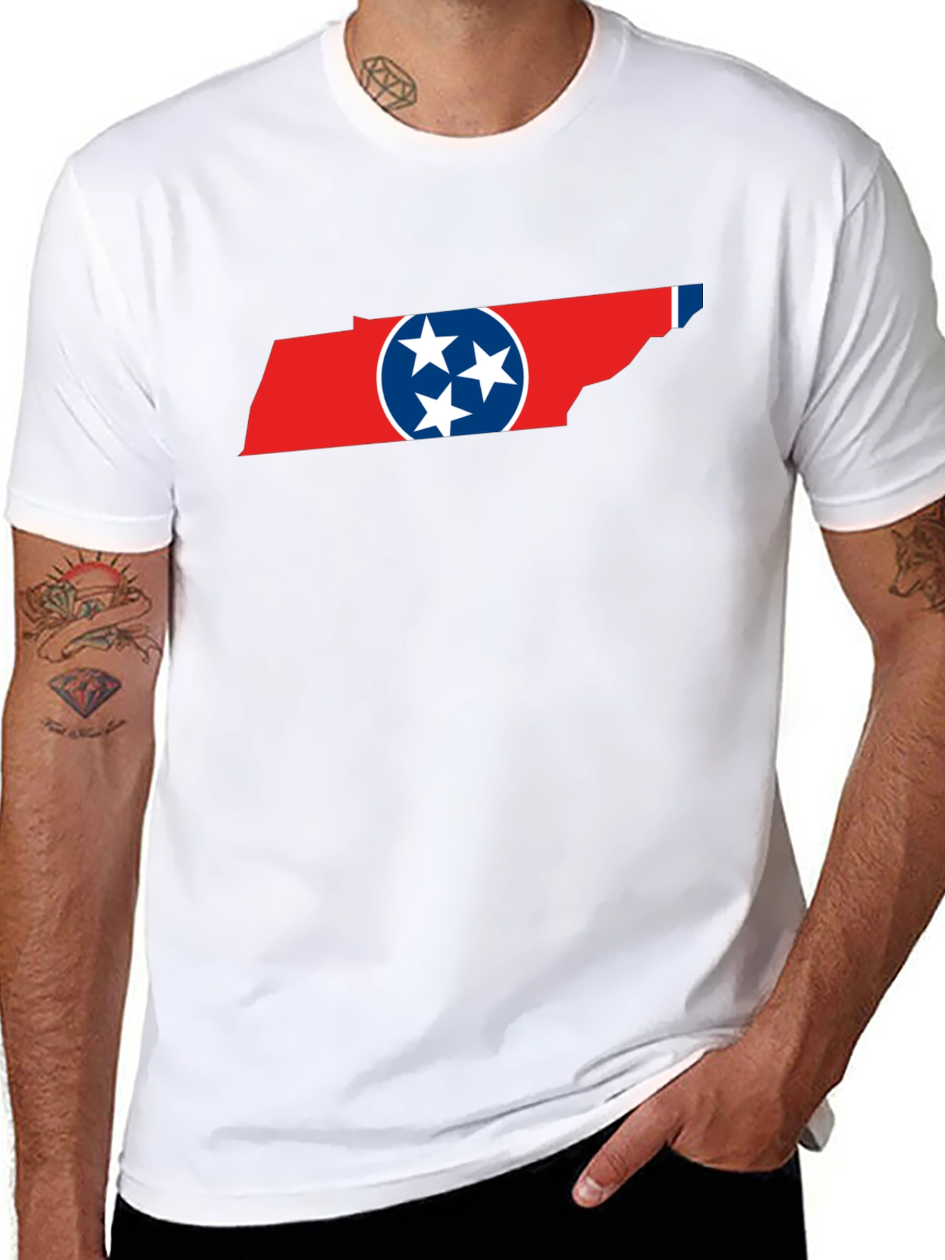 Tennessee Flag Graphic Print Crew Neck T-Shirt