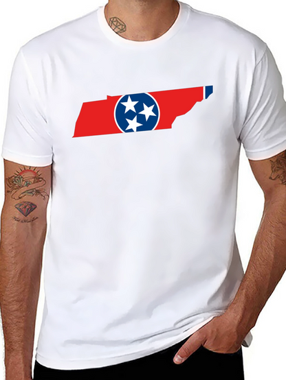 Tennessee Flag Graphic Print Crew Neck T-Shirt