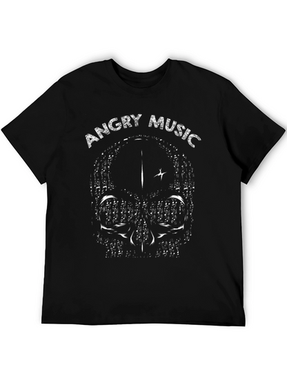 Angry Music Skull Graphic T-Shirt