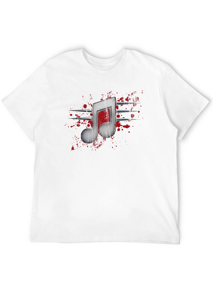 Edgy Music Note Graphic T-Shirt - Black