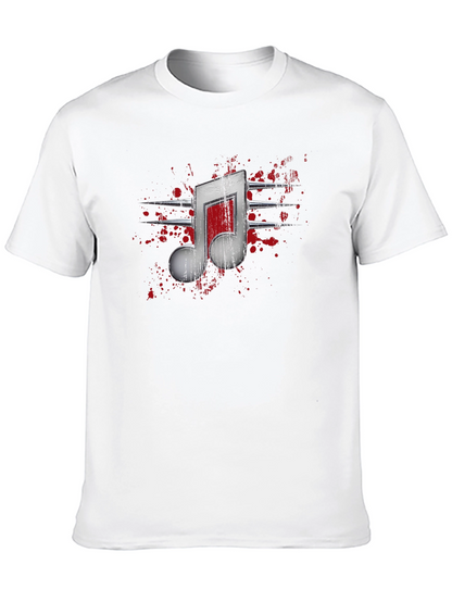 Edgy Music Note Graphic T-Shirt - Black