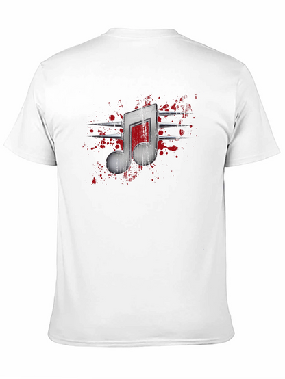 Edgy Music Note Graphic T-Shirt - Black