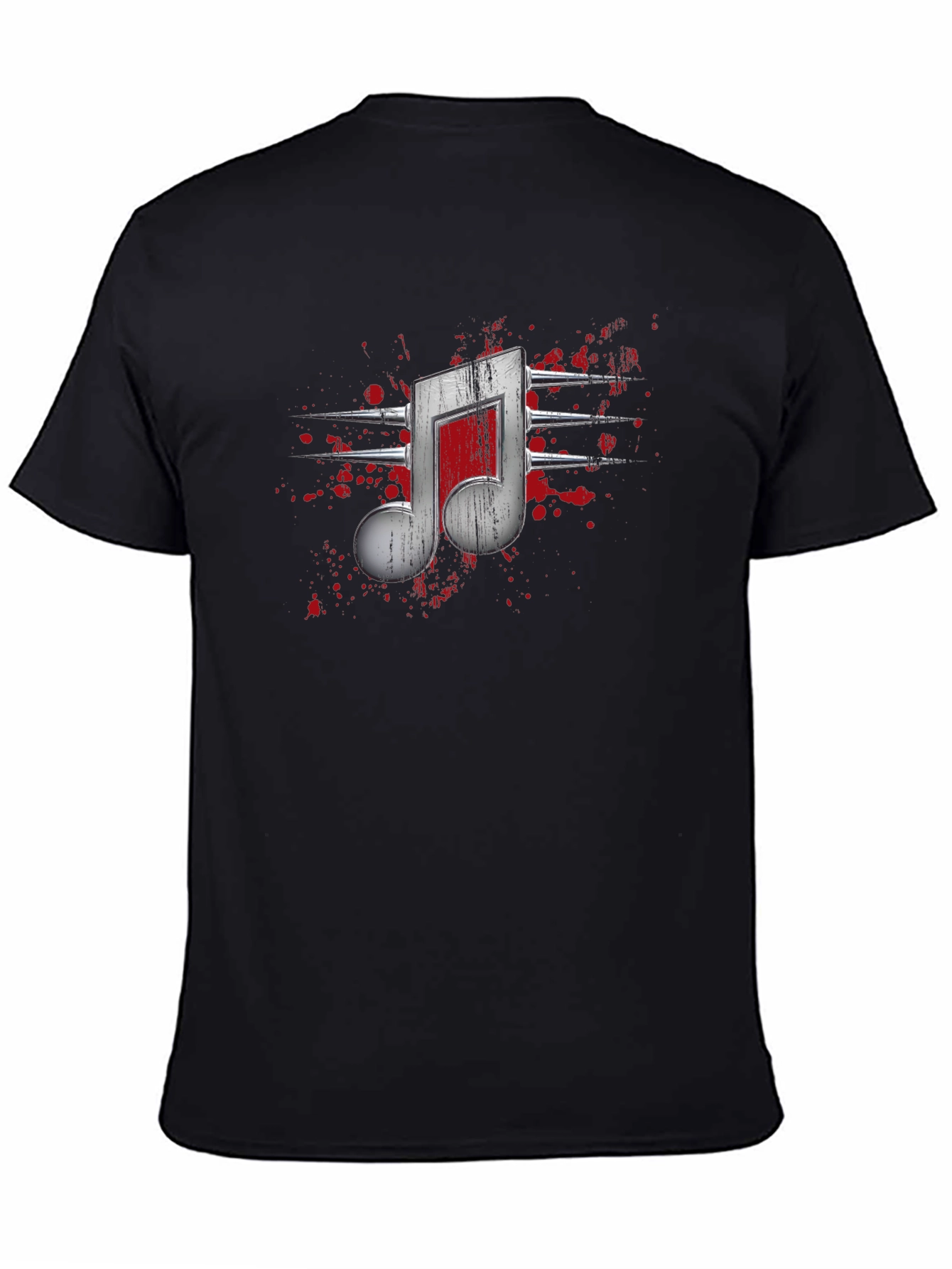 Edgy Music Note Graphic T-Shirt - Black