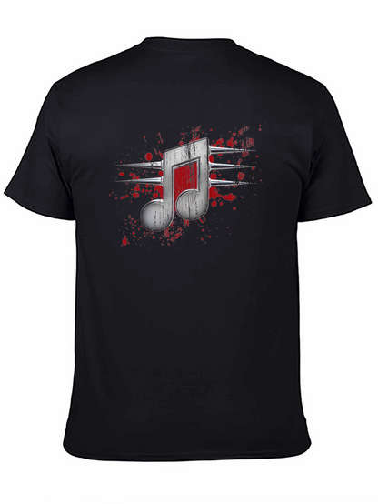 Edgy Music Note Graphic T-Shirt - Black