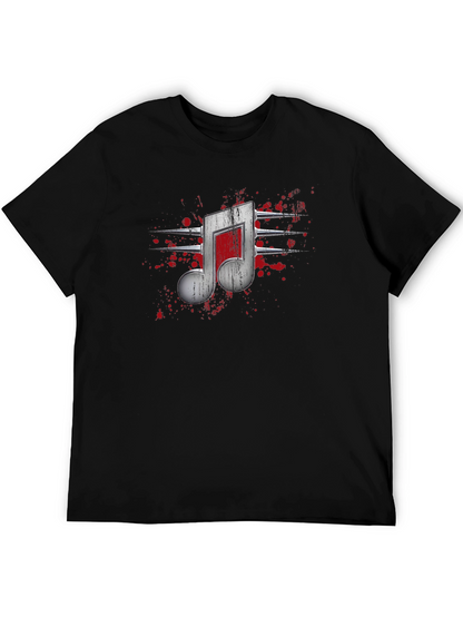 Edgy Music Note Graphic T-Shirt - Black