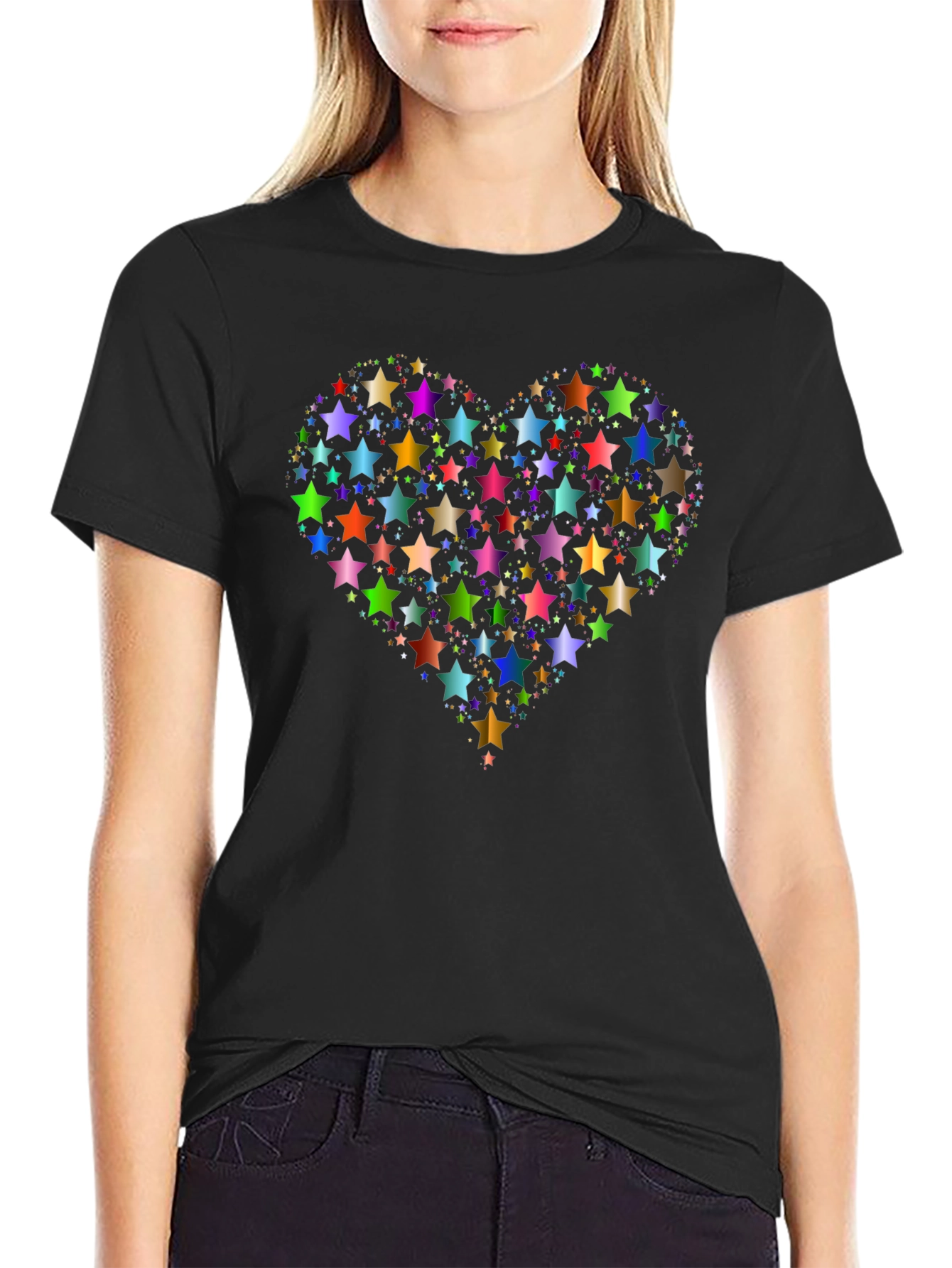 Star Heart Graphic Tee - Black