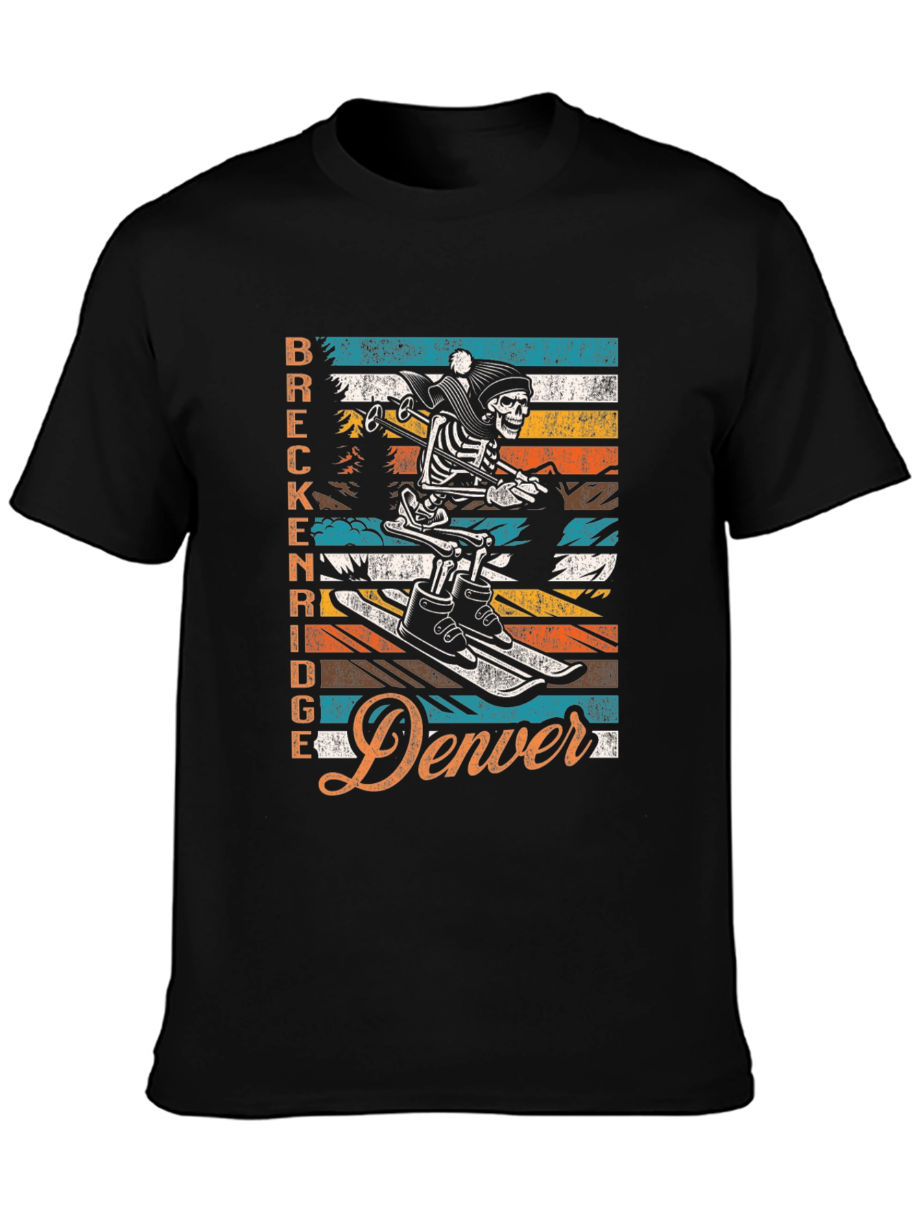 Breckenridge Denver Skeleton Ski T-Shirt
