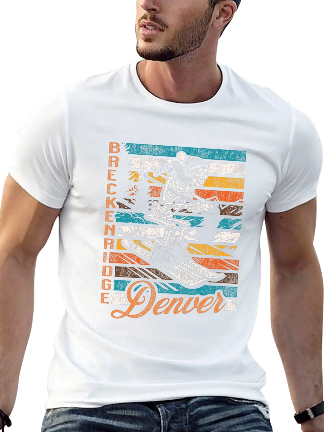 Breckenridge Denver Skeleton Ski T-Shirt