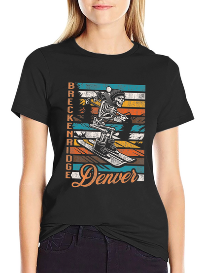 Breckenridge Denver Skeleton Ski T-Shirt