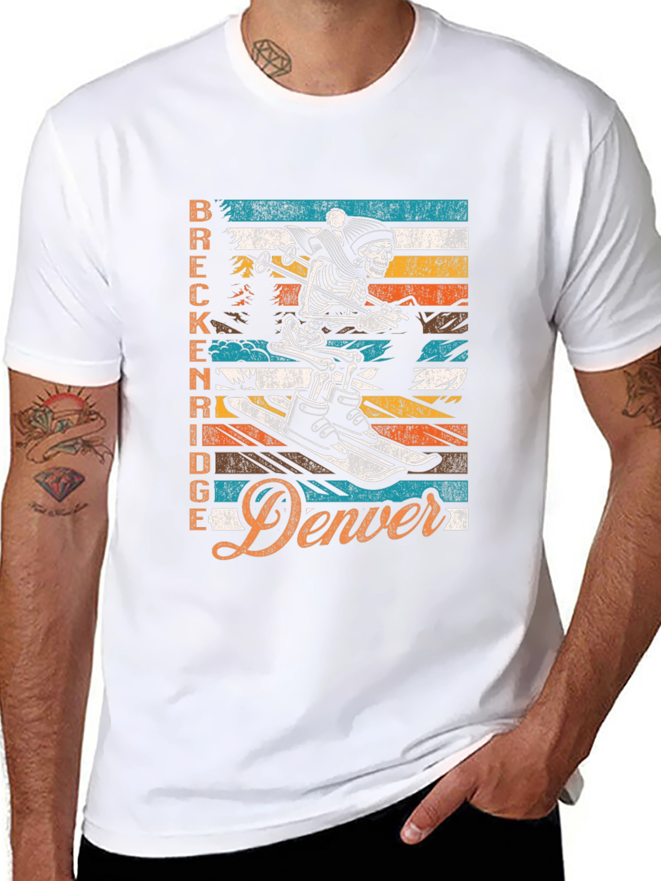 Breckenridge Denver Skeleton Ski T-Shirt