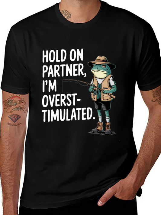 Funny Frog Fishing T-Shirt - Hold On Partner