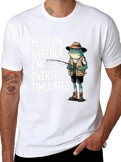 Funny Frog Fishing T-Shirt - Hold On Partner