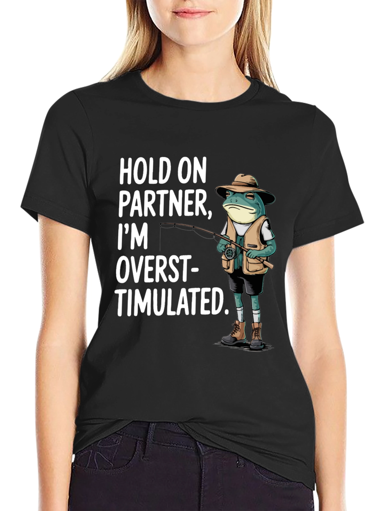 Funny Frog Fishing T-Shirt - Hold On Partner