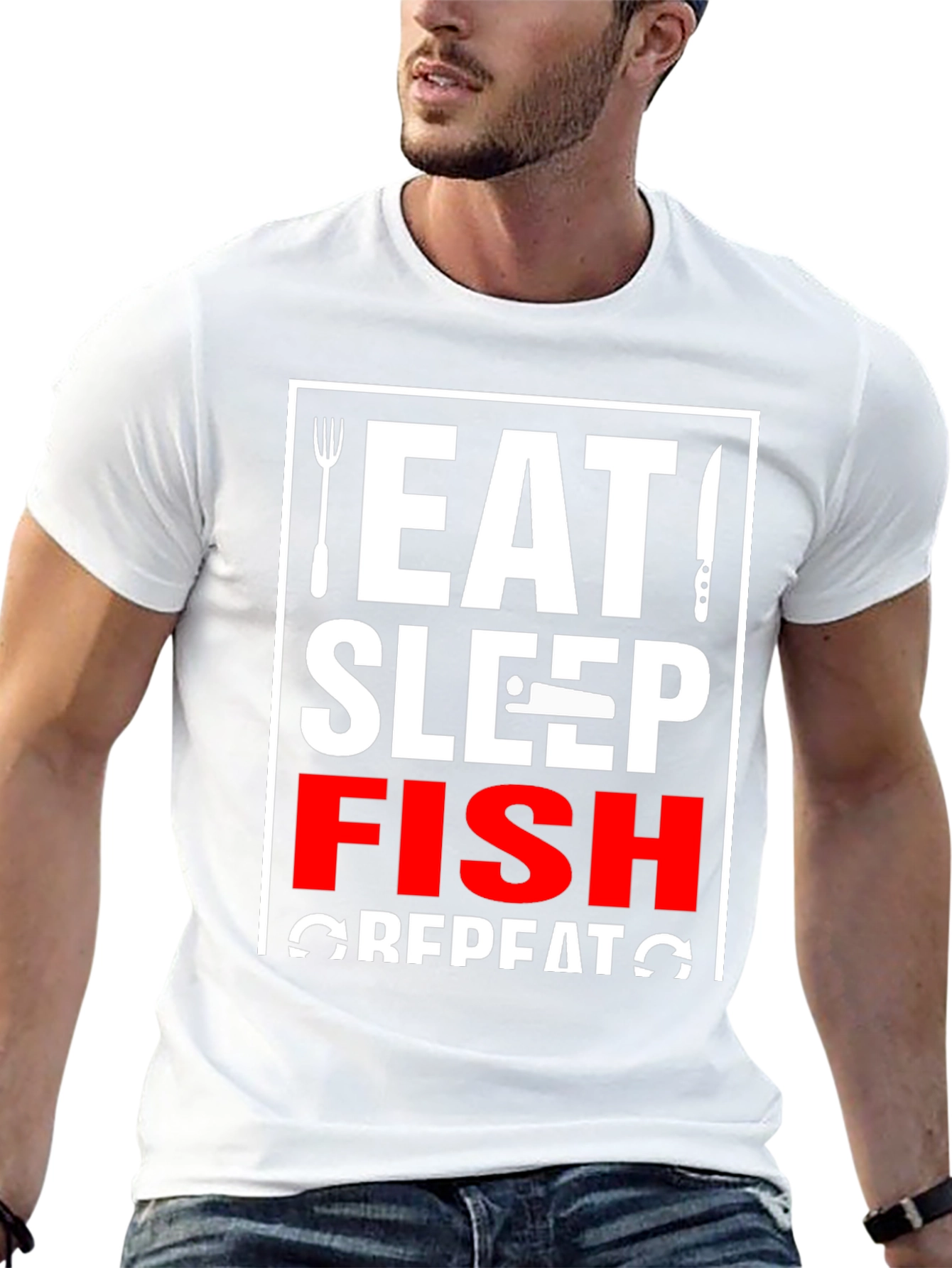 Eat Sleep Fish Repeat T-Shirt - Fishing Lover Tee