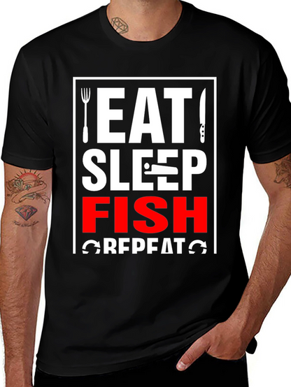 Eat Sleep Fish Repeat T-Shirt - Fishing Lover Tee