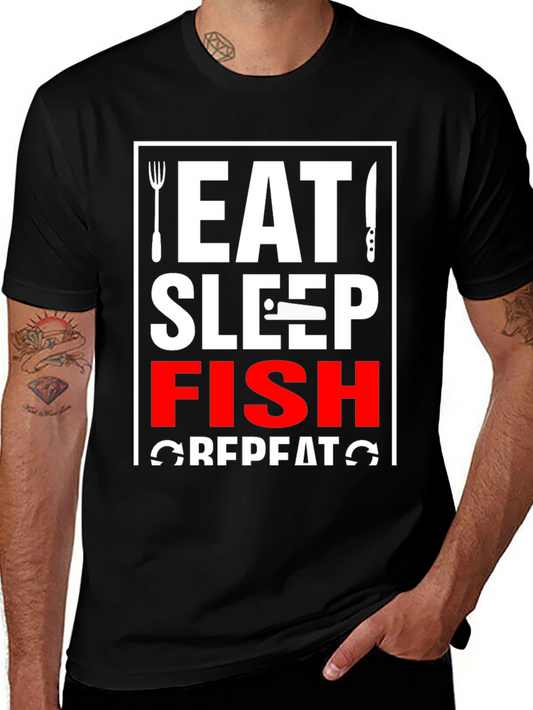 Eat Sleep Fish Repeat T-Shirt - Fishing Lover Tee