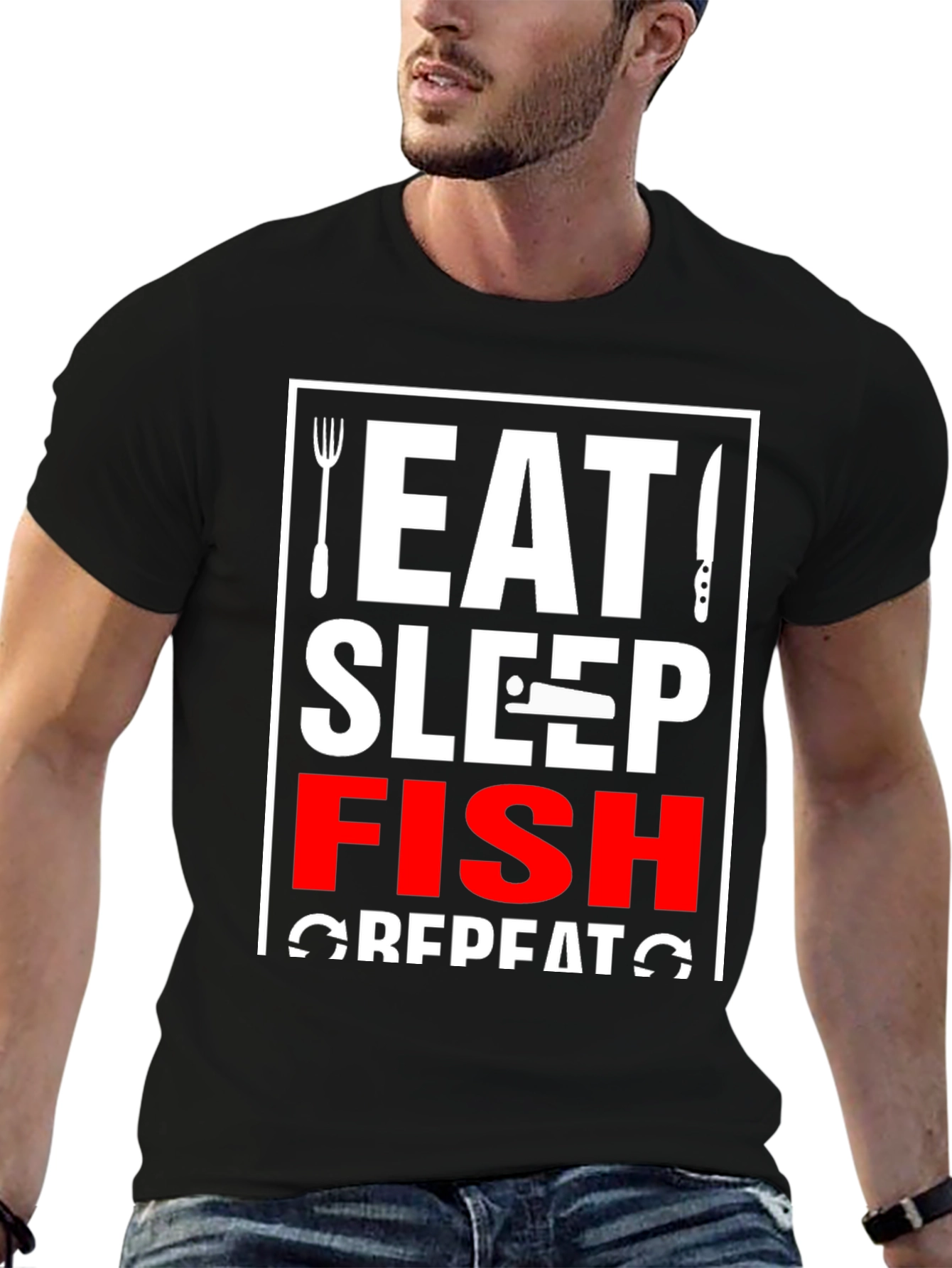 Eat Sleep Fish Repeat T-Shirt - Fishing Lover Tee