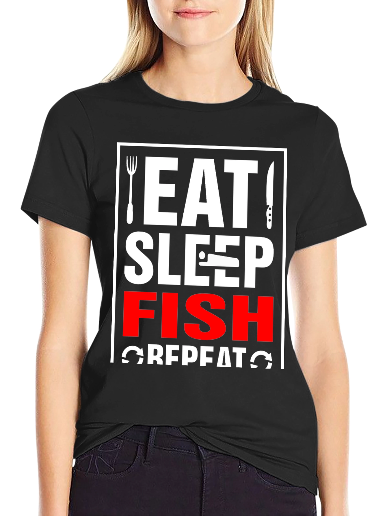 Eat Sleep Fish Repeat T-Shirt - Fishing Lover Tee