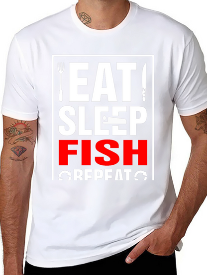 Eat Sleep Fish Repeat T-Shirt - Fishing Lover Tee
