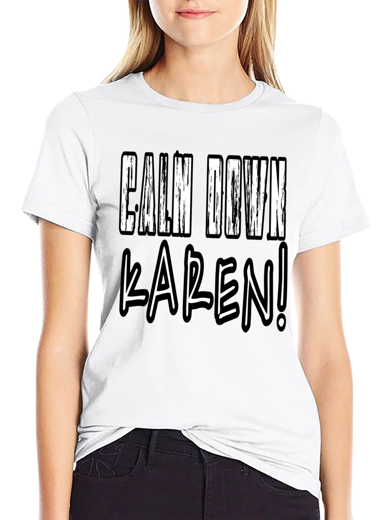 Calm Down Karen! Novelty Graphic Tee - Black