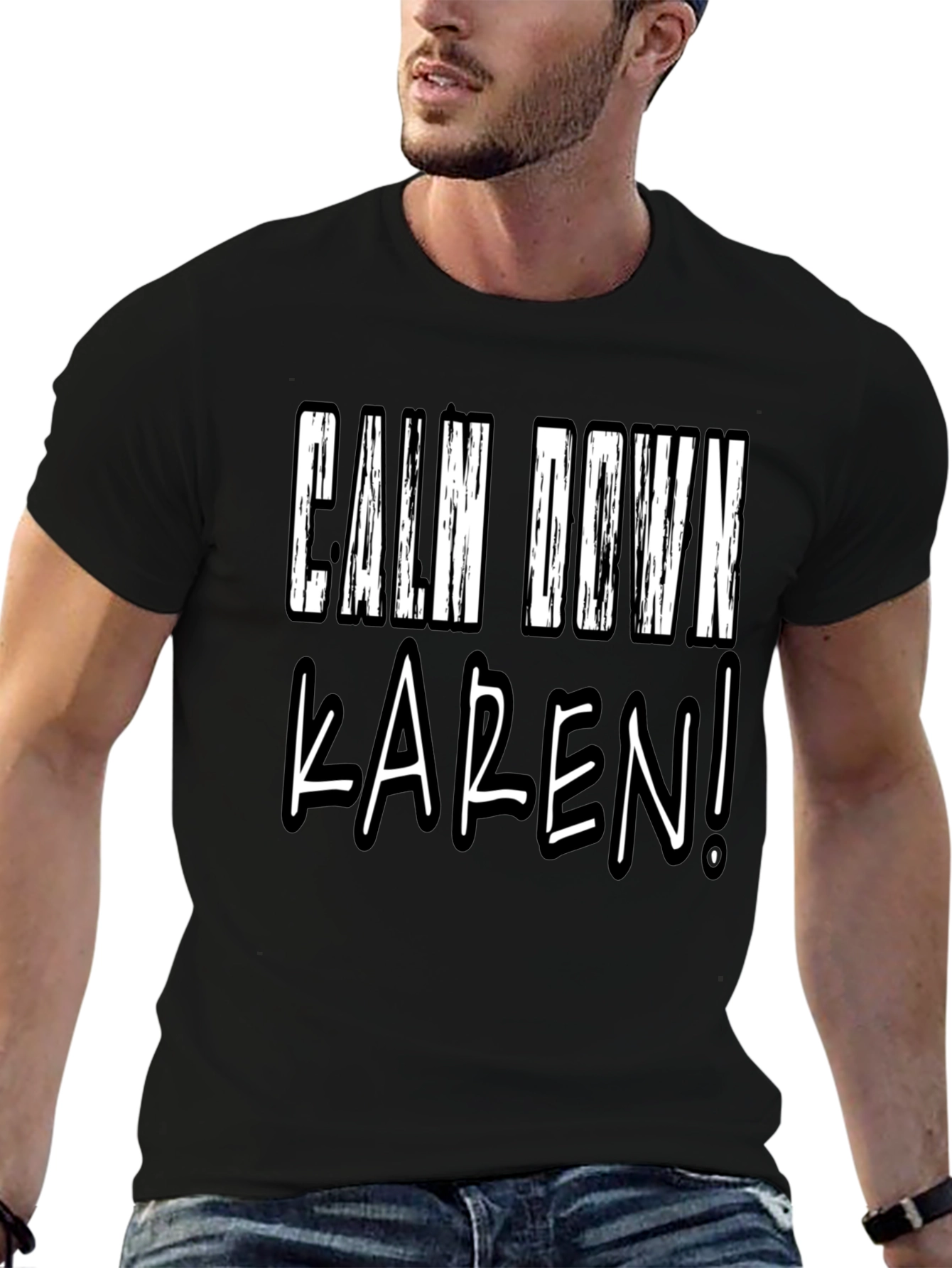 Calm Down Karen! Novelty Graphic Tee - Black