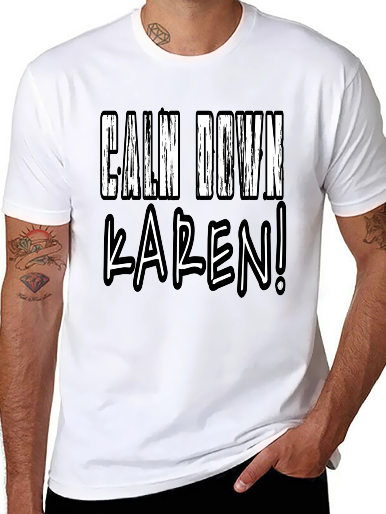 Calm Down Karen! Novelty Graphic Tee - Black