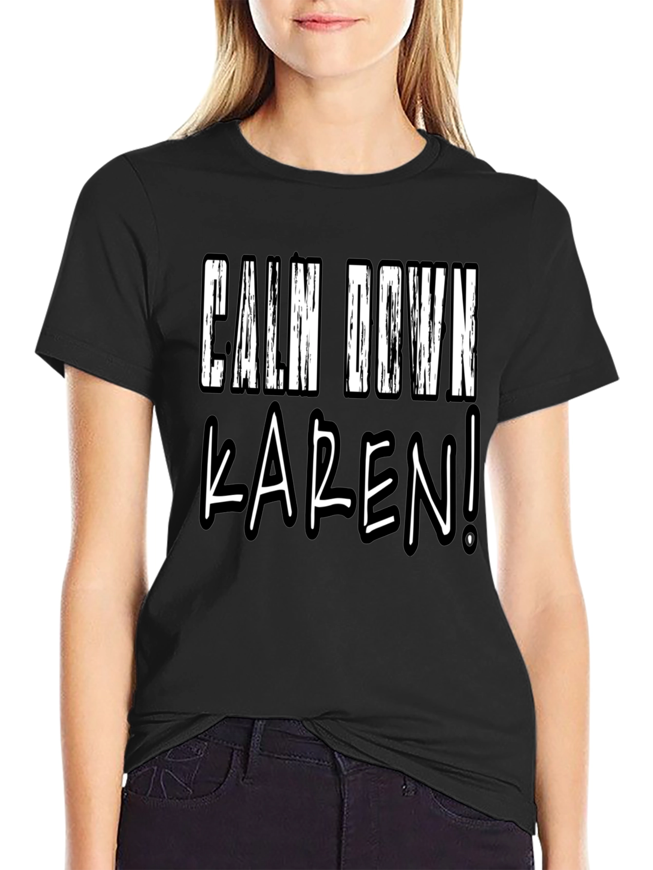 Calm Down Karen! Novelty Graphic Tee - Black