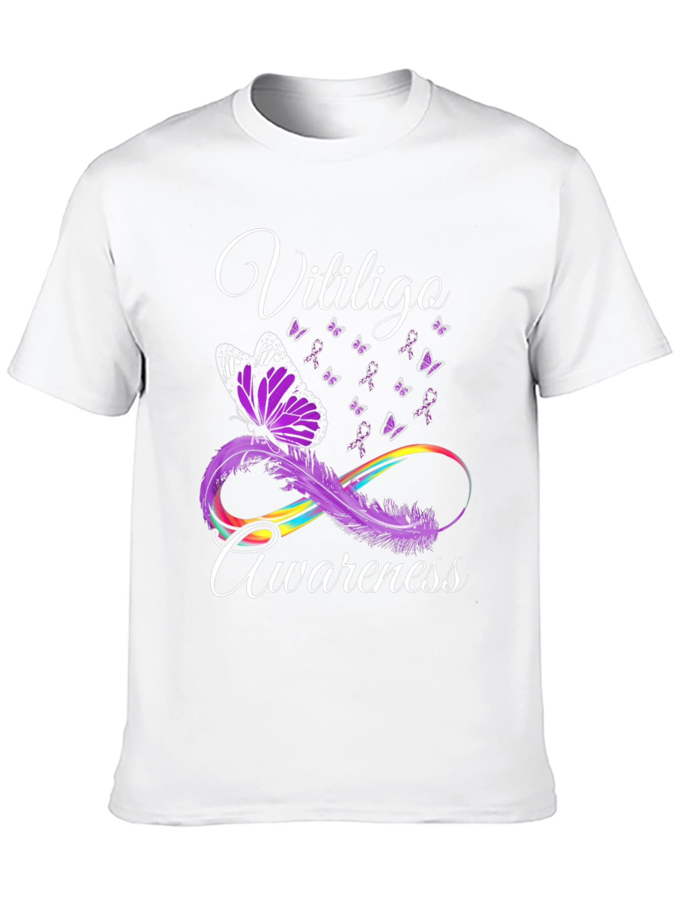 Vitiligo Awareness Butterfly Ribbon Graphic T-Shirt