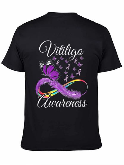Vitiligo Awareness Butterfly Ribbon Graphic T-Shirt