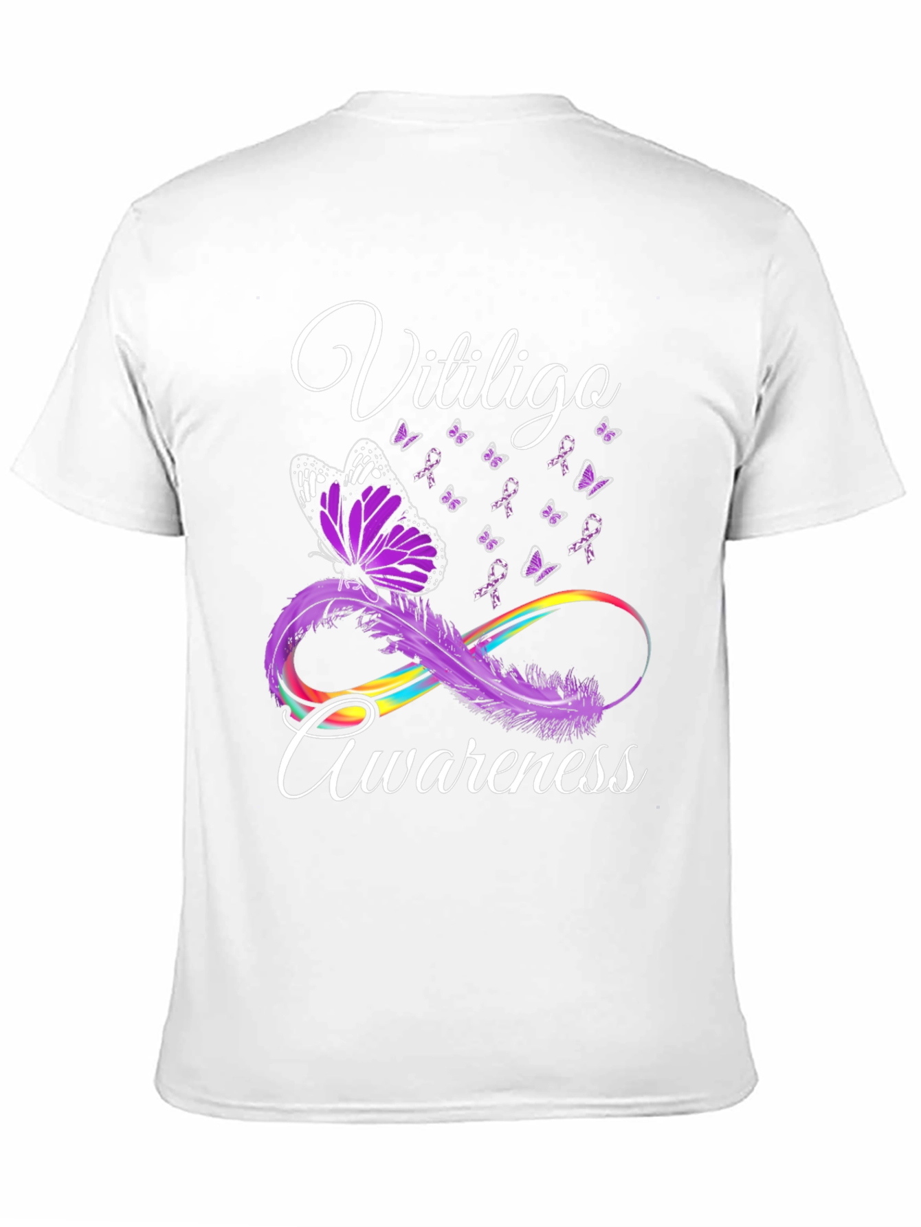 Vitiligo Awareness Butterfly Ribbon Graphic T-Shirt