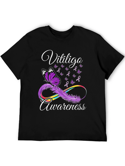 Vitiligo Awareness Butterfly Ribbon Graphic T-Shirt
