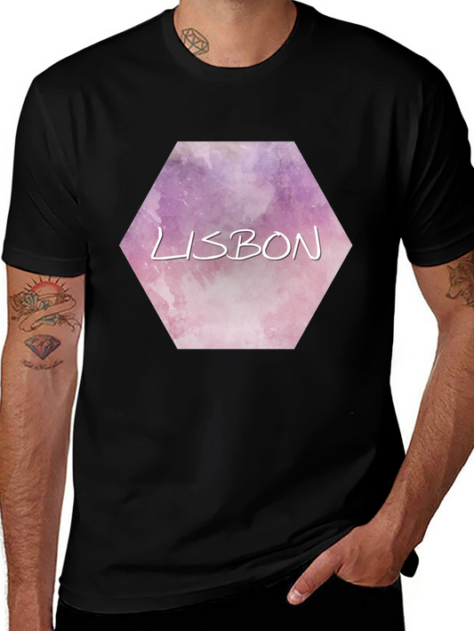 Lisbon Watercolor Graphic Tee - Mens Black T-Shirt