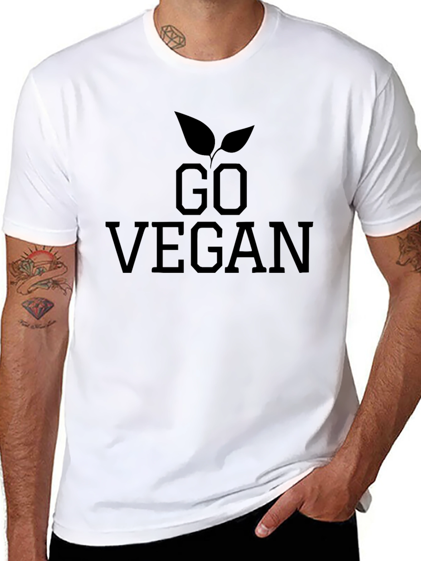 Go Vegan Graphic Tee - Black Cotton T-Shirt