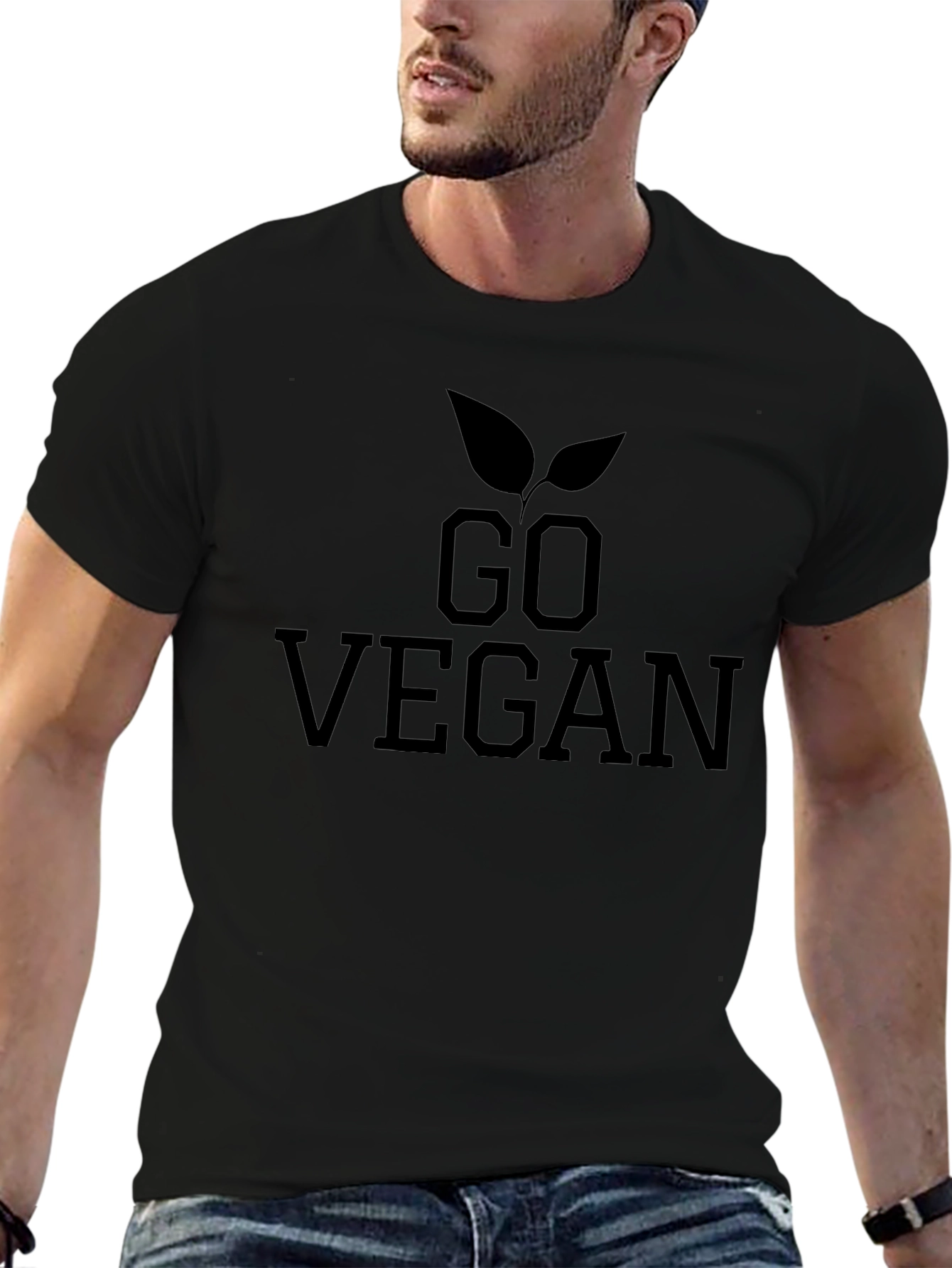 Go Vegan Graphic Tee - Black Cotton T-Shirt