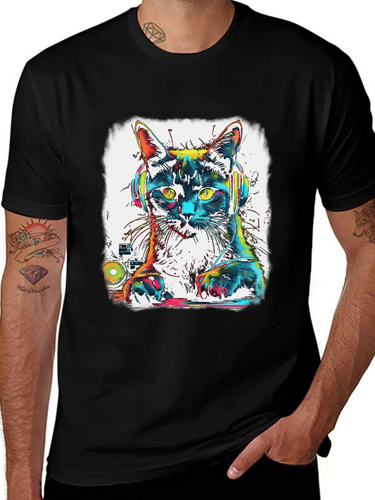 DJ Cat T-Shirt - Colorful Graphic Tee