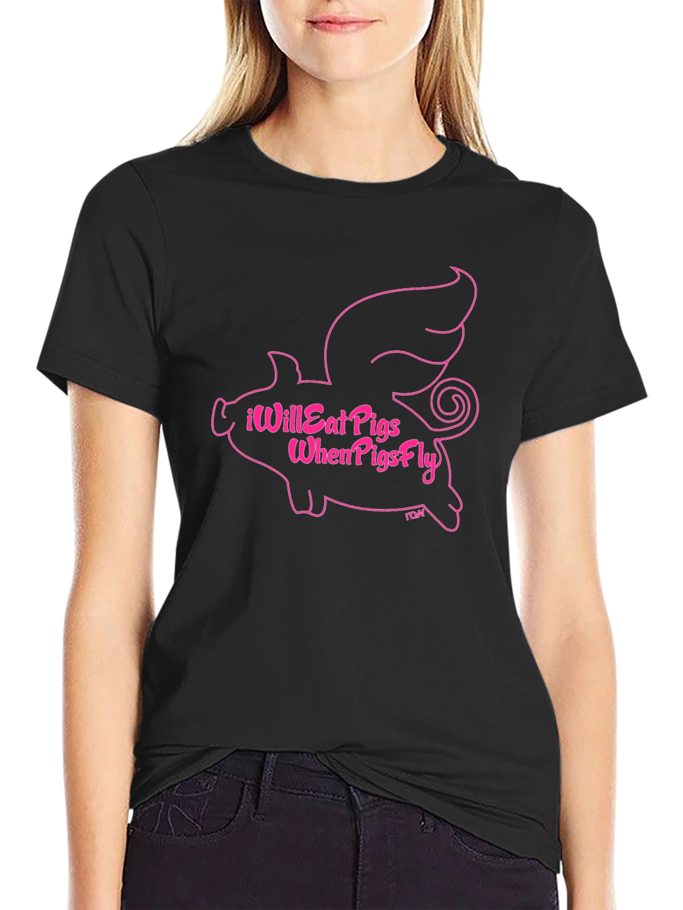 I Will Eat Pigs When Pigs Fly Black T-Shirt