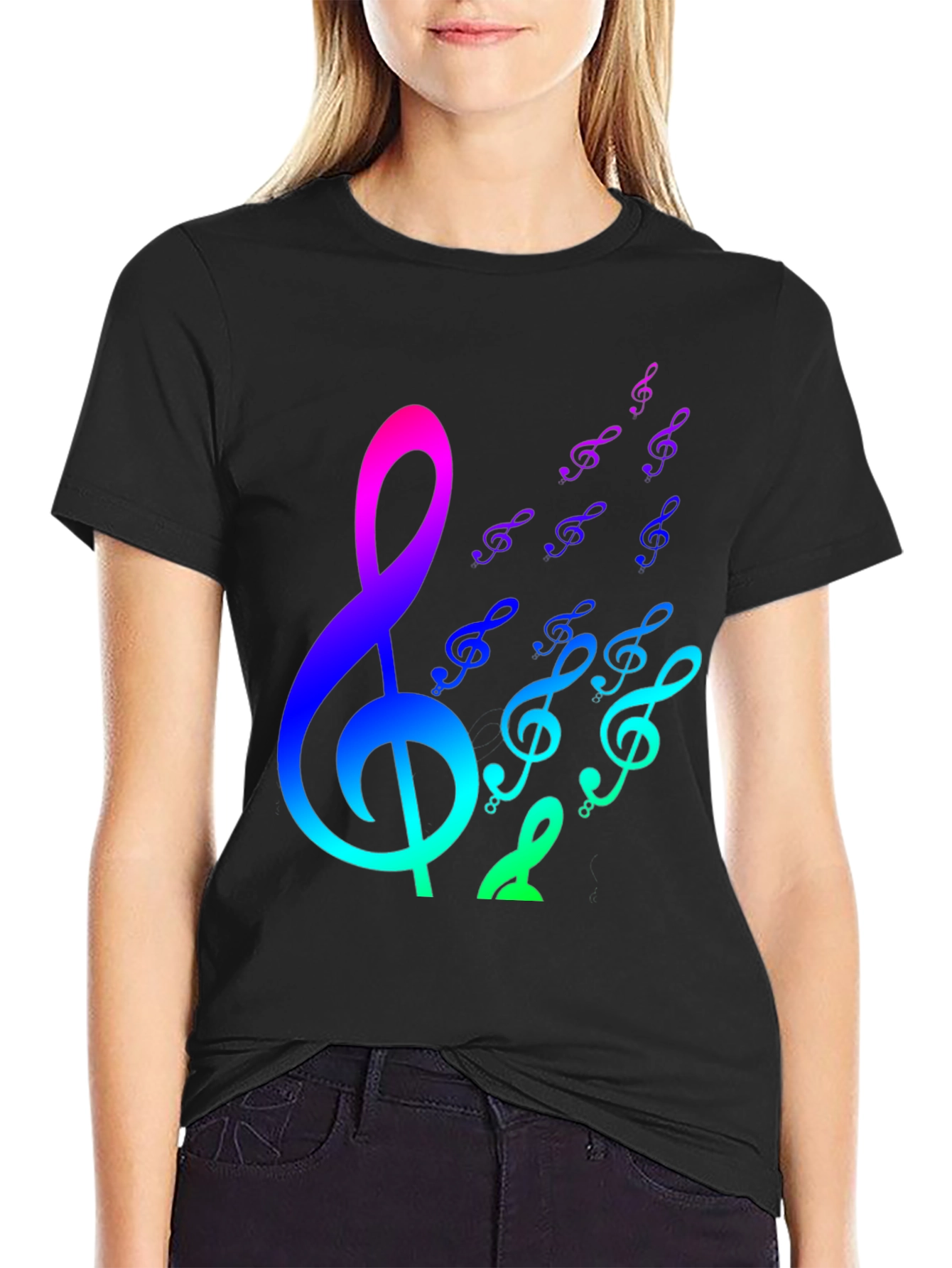 Rainbow Music Notes Graphic Tee