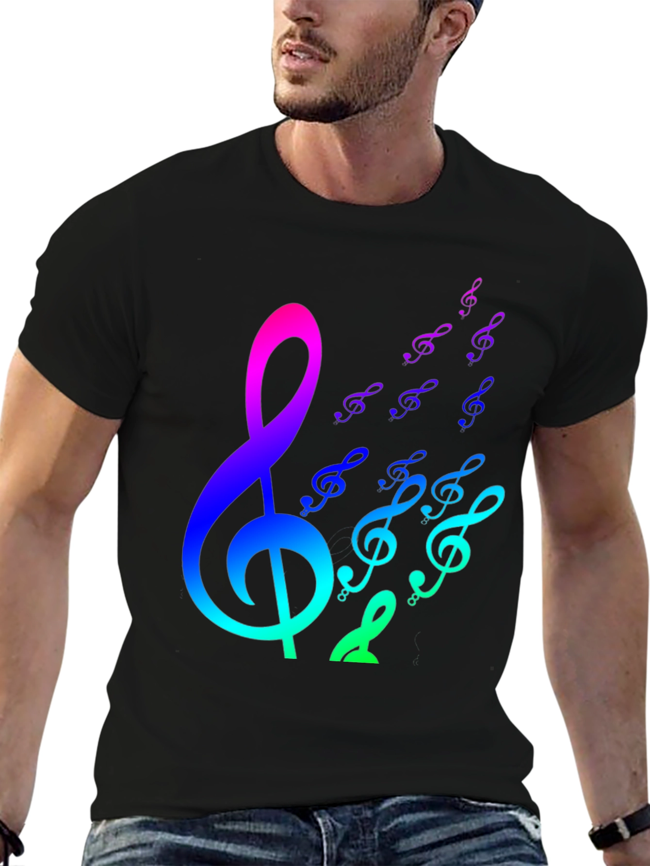 Rainbow Music Notes Graphic Tee