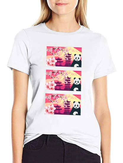 Panda & Japanese Landmark T-Shirt