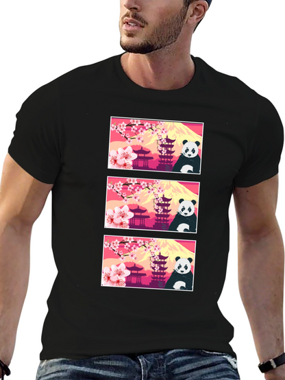 Panda & Japanese Landmark T-Shirt