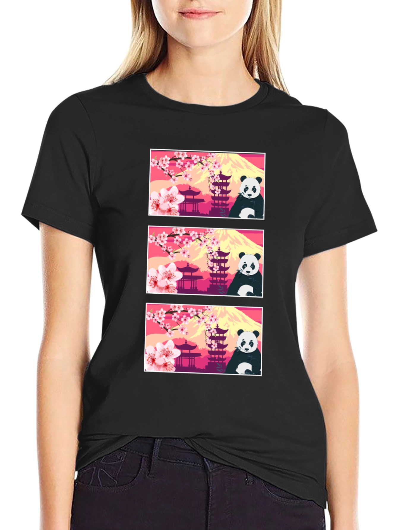 Panda & Japanese Landmark T-Shirt