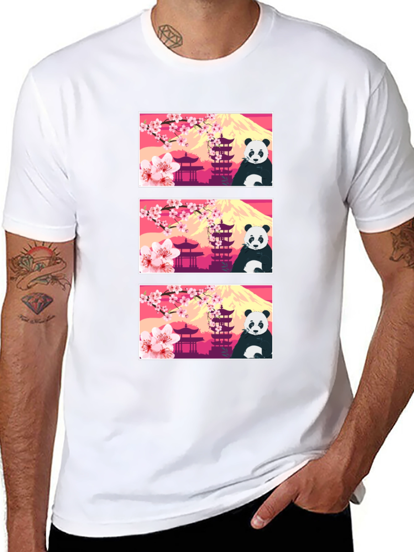 Panda & Japanese Landmark T-Shirt