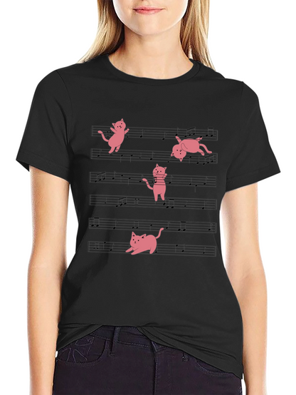 Musical Cat T-Shirt - Black