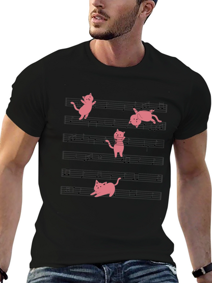 Musical Cat T-Shirt - Black